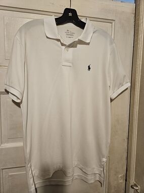 Ralph Lauren White Polo with Navy Pony Embroidery